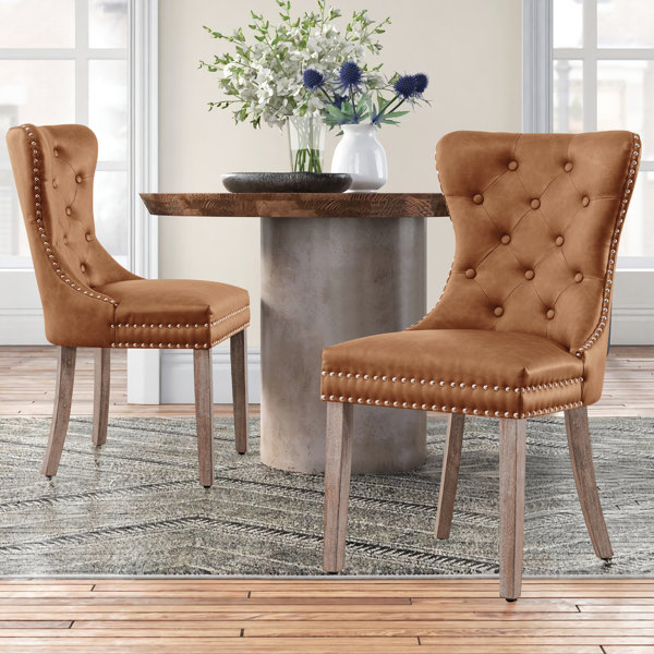 Brown leather deals parsons chairs